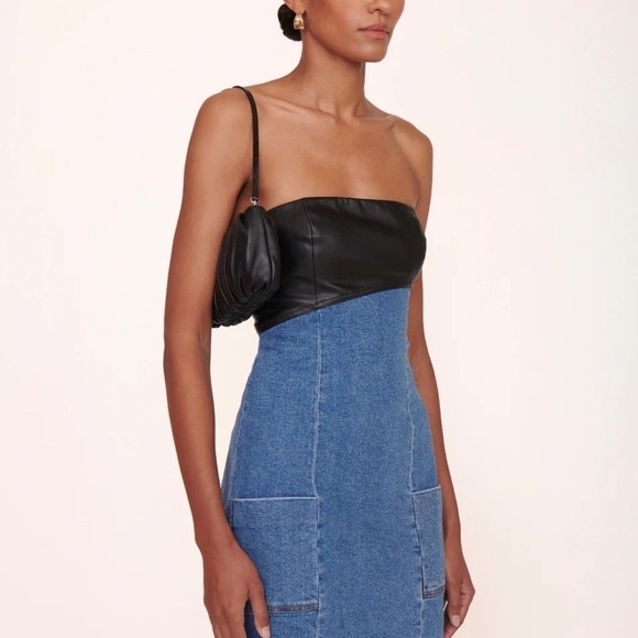 BEAN BAG BLACK STAUD-Shoulder Bag – Pleated Soft Leather - Picture 6 of 12